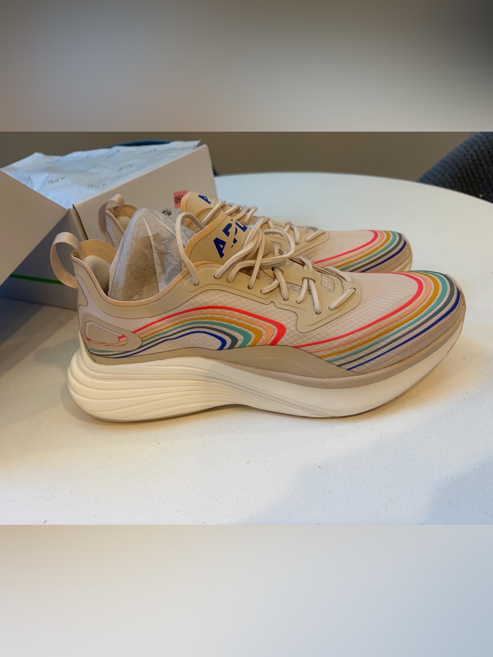 APL Men’s Streamline Beige Sneakers with Rainbow Stripes